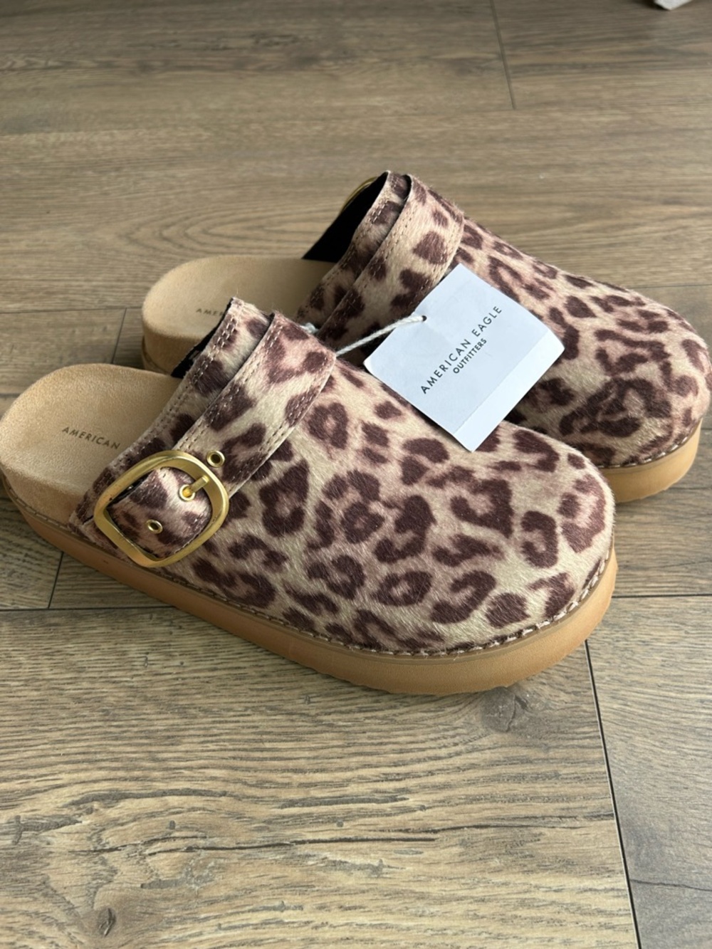 🦅 American Eagle Outfitters Leopard Print Slip-On Clogs - Brown/Tan NWT